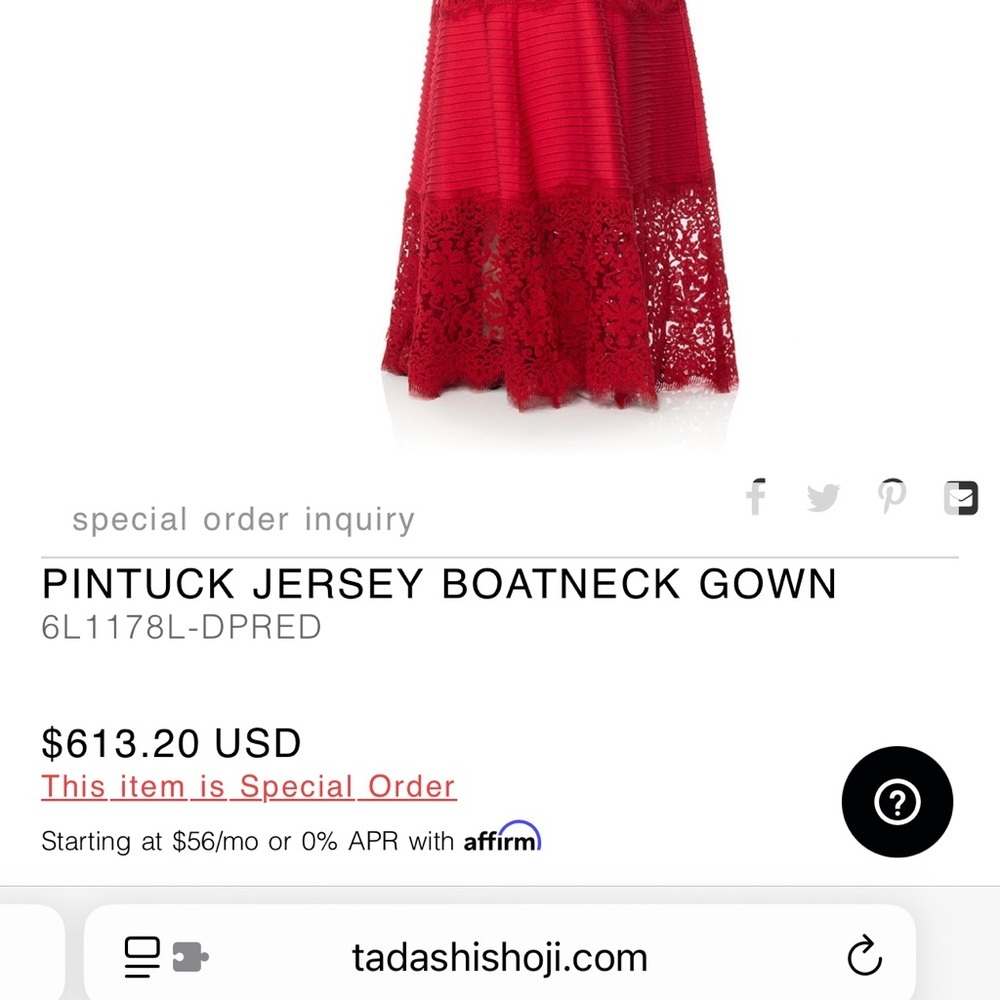 NWOT RARE Tadashi Shoji Red Ribbed Pintuck Jersey Boatneck Gown Size XS - Picture 4 of 14
